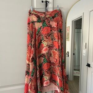 A.L.C. Floral A-Line Skirt - Red and Green